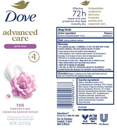 Label (Dove Advanced Care Pink Rosa 72h Antiperspirant Deodorant Spray   Artwork)